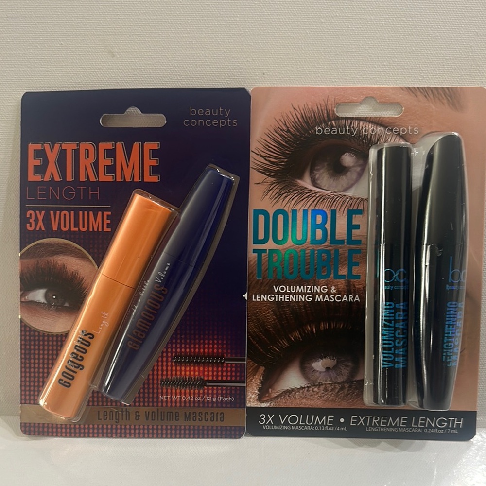 Beauty Concepts Mascara Bundle - Extreme Length 3X and Double Trouble Mascaras.